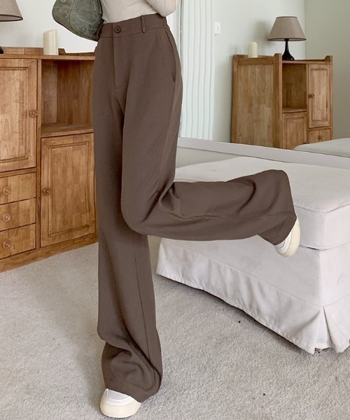 LAC-VERT（ラック・ヴェール）の「ハイウエストセミフレアスラックス（スラックス・レディース・ブラウン/グレイッシュベージュ/ブラック・MEDIUM/LARGE）」の2枚目の写真