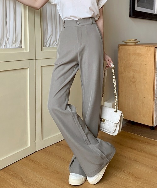 LAC-VERT（ラック・ヴェール）の「ハイウエストセミフレアスラックス（スラックス・レディース・ブラウン/グレイッシュベージュ/ブラック・MEDIUM/LARGE）」の3枚目の写真