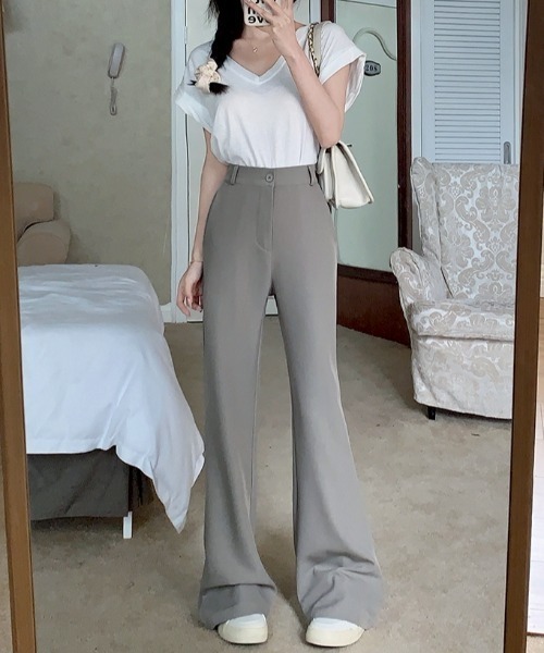 LAC-VERT（ラック・ヴェール）の「ハイウエストセミフレアスラックス（スラックス・レディース・ブラウン/グレイッシュベージュ/ブラック・MEDIUM/LARGE）」の9枚目の写真