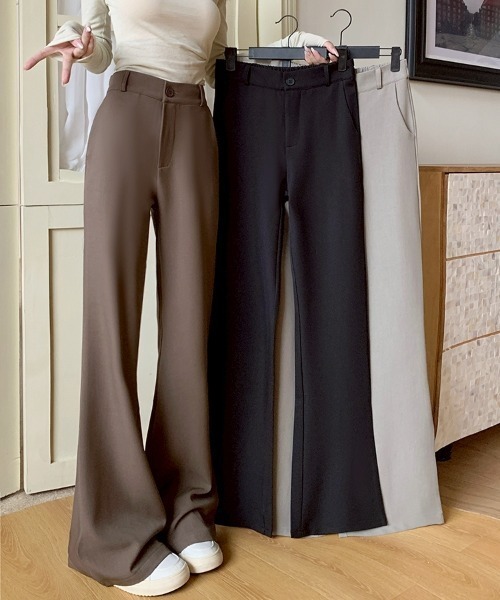 LAC-VERT（ラック・ヴェール）の「ハイウエストセミフレアスラックス（スラックス・レディース・ブラウン/グレイッシュベージュ/ブラック・MEDIUM/LARGE）」の10枚目の写真