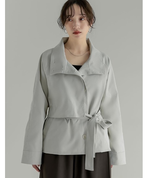 Re:EDIT（リエディ）の「[2026S/S COLLECTION]スタンドカラーミドル丈トレンチコート（トレンチコート・レディース・ブラック/アイボリー/カーキ/ベージュ・MEDIUM/LARGE）」の2枚目の写真