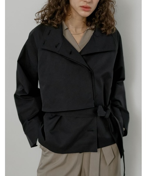 Re:EDIT（リエディ）の「[2026S/S COLLECTION]スタンドカラーミドル丈トレンチコート（トレンチコート・レディース・ブラック/アイボリー/カーキ/ベージュ・MEDIUM/LARGE）」の6枚目の写真