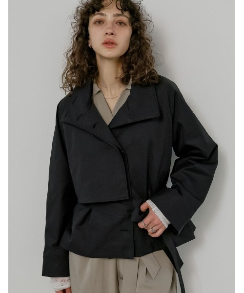 Re:EDIT（リエディ）の「[2026S/S COLLECTION]スタンドカラーミドル丈トレンチコート（トレンチコート・レディース・ブラック/アイボリー/カーキ/ベージュ・MEDIUM/LARGE）」の9枚目の写真