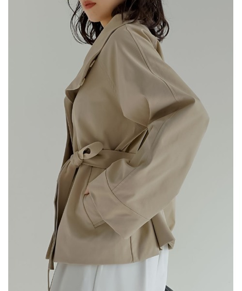 Re:EDIT（リエディ）の「[2026S/S COLLECTION]スタンドカラーミドル丈トレンチコート（トレンチコート・レディース・ブラック/アイボリー/カーキ/ベージュ・MEDIUM/LARGE）」の12枚目の写真