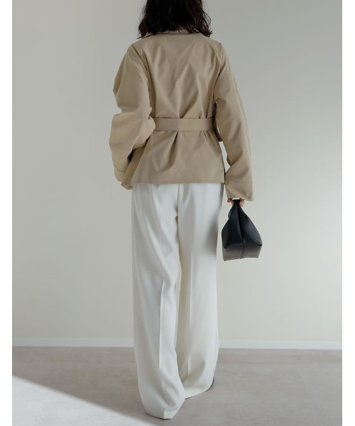 Re:EDIT（リエディ）の「[2026S/S COLLECTION]スタンドカラーミドル丈トレンチコート（トレンチコート・レディース・ブラック/アイボリー/カーキ/ベージュ・MEDIUM/LARGE）」の13枚目の写真