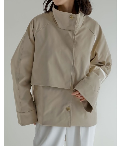 Re:EDIT（リエディ）の「[2026S/S COLLECTION]スタンドカラーミドル丈トレンチコート（トレンチコート・レディース・ブラック/アイボリー/カーキ/ベージュ・MEDIUM/LARGE）」の16枚目の写真