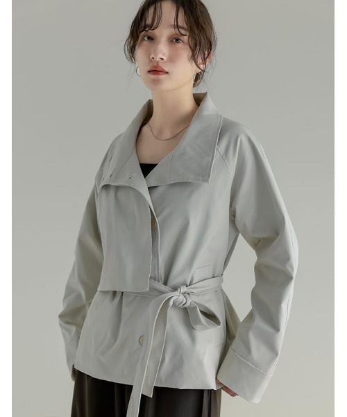 Re:EDIT（リエディ）の「[2026S/S COLLECTION]スタンドカラーミドル丈トレンチコート（トレンチコート・レディース・ブラック/アイボリー/カーキ/ベージュ・MEDIUM/LARGE）」の21枚目の写真