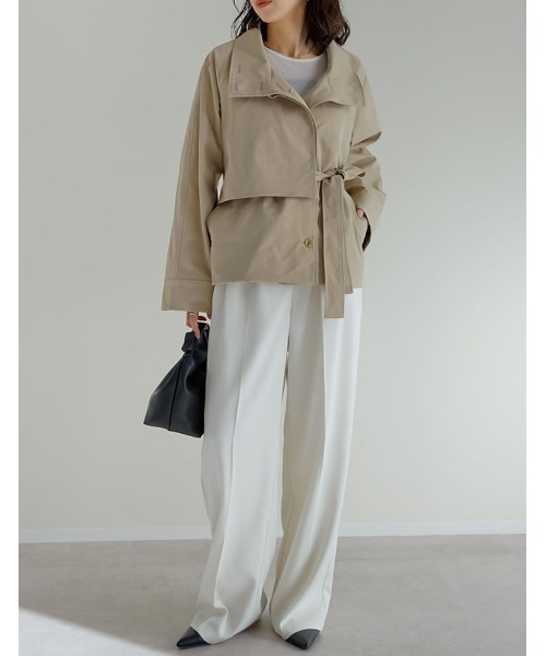 Re:EDIT（リエディ）の「[2026S/S COLLECTION]スタンドカラーミドル丈トレンチコート（トレンチコート・レディース・ブラック/アイボリー/カーキ/ベージュ・MEDIUM/LARGE）」の11枚目の写真