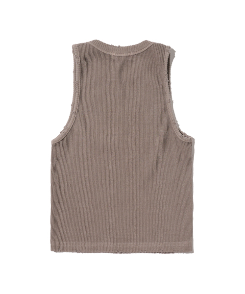 CARGOBROS FOR WOMAN（カーゴブロスフォーウィメン）の「ヴィンテージピグメントスリーブレストップ（モカ）（Tシャツ/カットソー・レディース・その他・FREE）」の2枚目の写真