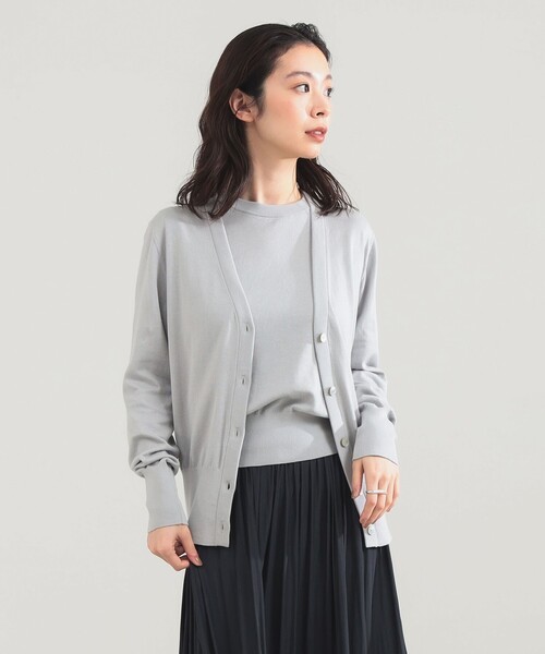 Demi-Luxe BEAMS（デミルクス ビームス）の「AK+1 / 16ゲージ スビンコットン Vネック カーディガン（カーディガン/ボレロ・レディース・レッド/ライトグレー・ONE SIZE）」の21枚目の写真