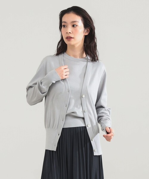 Demi-Luxe BEAMS（デミルクス ビームス）の「AK+1 / 16ゲージ スビンコットン Vネック カーディガン（カーディガン/ボレロ・レディース・レッド/ライトグレー・ONE SIZE）」の22枚目の写真