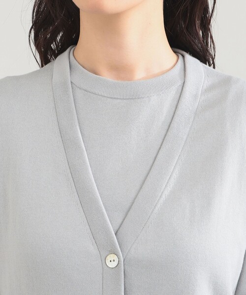 Demi-Luxe BEAMS（デミルクス ビームス）の「AK+1 / 16ゲージ スビンコットン Vネック カーディガン（カーディガン/ボレロ・レディース・レッド/ライトグレー・ONE SIZE）」の5枚目の写真