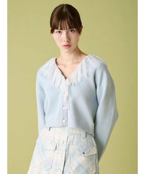 FURFUR（ファーファー）の「レース衿カーディガン（カーディガン/ボレロ・レディース・ブラック/ライトブルー/ホワイト・F）」の9枚目の写真
