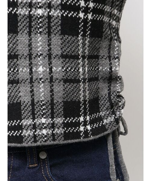 EMODA（エモダ）の「STRING RIBBON ZIP SHIRT TOP（ニット/セーター・レディース・ブラック/カーキ・FREE）」の4枚目の写真