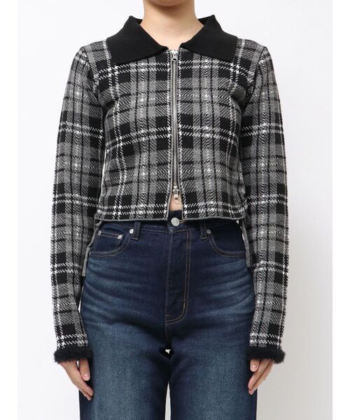 EMODA（エモダ）の「STRING RIBBON ZIP SHIRT TOP（ニット/セーター・レディース・ブラック/カーキ・FREE）」の11枚目の写真