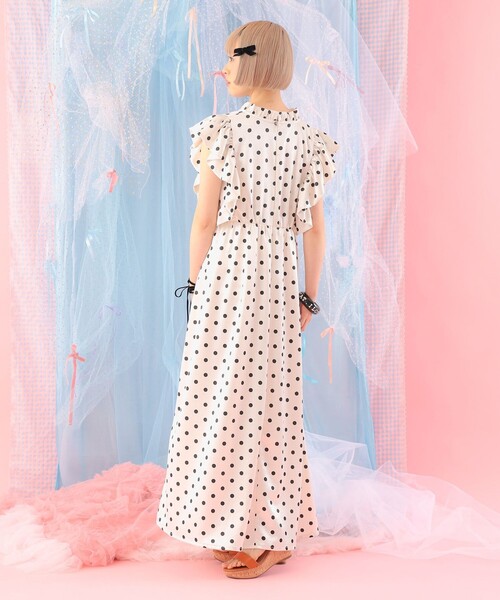 CAROLINA GLASER（カロリナ グレイサー）の「フリルスリーブ Vネック ロングワンピース（ワンピース・レディース・ドット/ブラック・M/S）」の15枚目の写真