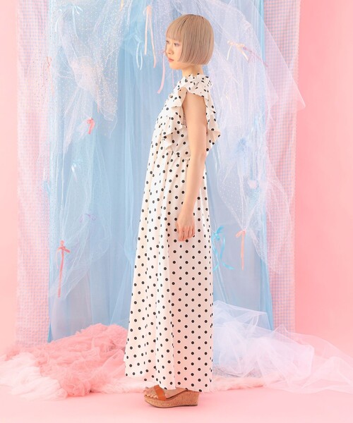 CAROLINA GLASER（カロリナ グレイサー）の「フリルスリーブ Vネック ロングワンピース（ワンピース・レディース・ドット/ブラック・M/S）」の17枚目の写真