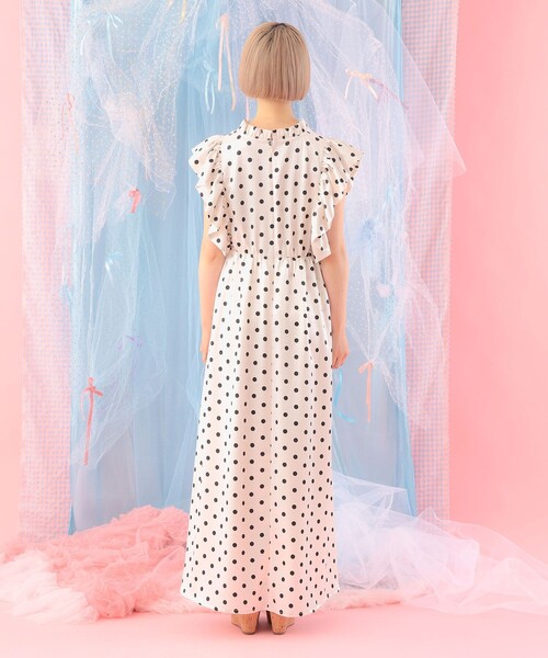 CAROLINA GLASER（カロリナ グレイサー）の「フリルスリーブ Vネック ロングワンピース（ワンピース・レディース・ドット/ブラック・M/S）」の18枚目の写真