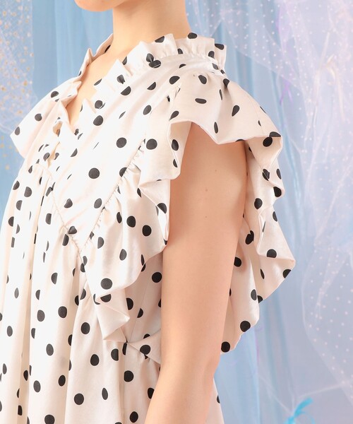 CAROLINA GLASER（カロリナ グレイサー）の「フリルスリーブ Vネック ロングワンピース（ワンピース・レディース・ドット/ブラック・M/S）」の21枚目の写真