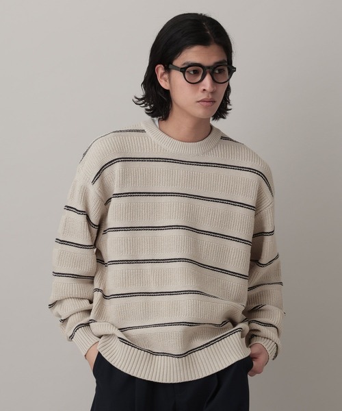 RAGEBLUE（レイジブルー）の「Washable Multi Border knit/ウォッシャブルマルチボーダーニット（ニット/セーター・メンズ・ライトブルー/オフホワイト/ネイビー・LARGE/MEDIUM）」の2枚目の写真
