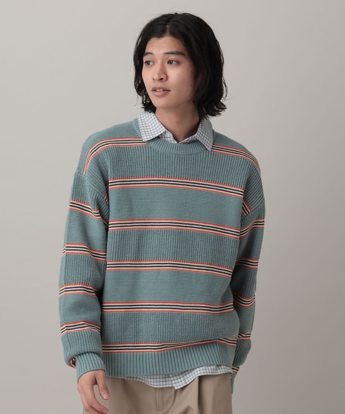 RAGEBLUE（レイジブルー）の「Washable Multi Border knit/ウォッシャブルマルチボーダーニット（ニット/セーター・メンズ・ライトブルー/オフホワイト/ネイビー・LARGE/MEDIUM）」の3枚目の写真
