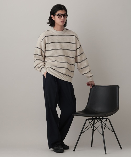 RAGEBLUE（レイジブルー）の「Washable Multi Border knit/ウォッシャブルマルチボーダーニット（ニット/セーター・メンズ・ライトブルー/オフホワイト/ネイビー・LARGE/MEDIUM）」の4枚目の写真