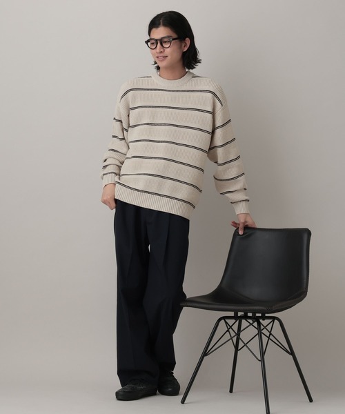 RAGEBLUE（レイジブルー）の「Washable Multi Border knit/ウォッシャブルマルチボーダーニット（ニット/セーター・メンズ・ライトブルー/オフホワイト/ネイビー・LARGE/MEDIUM）」の6枚目の写真