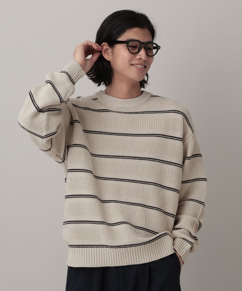 RAGEBLUE（レイジブルー）の「Washable Multi Border knit/ウォッシャブルマルチボーダーニット（ニット/セーター・メンズ・ライトブルー/オフホワイト/ネイビー・LARGE/MEDIUM）」の7枚目の写真