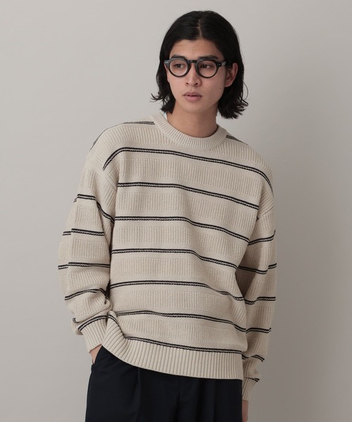 RAGEBLUE（レイジブルー）の「Washable Multi Border knit/ウォッシャブルマルチボーダーニット（ニット/セーター・メンズ・ライトブルー/オフホワイト/ネイビー・LARGE/MEDIUM）」の8枚目の写真