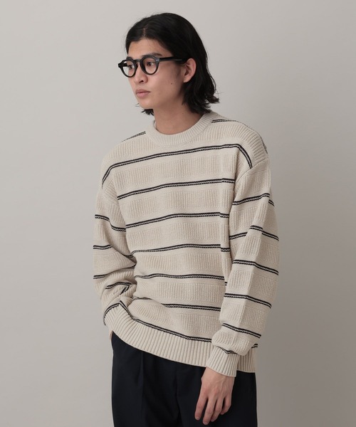 RAGEBLUE（レイジブルー）の「Washable Multi Border knit/ウォッシャブルマルチボーダーニット（ニット/セーター・メンズ・ライトブルー/オフホワイト/ネイビー・LARGE/MEDIUM）」の9枚目の写真