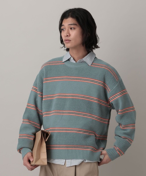 RAGEBLUE（レイジブルー）の「Washable Multi Border knit/ウォッシャブルマルチボーダーニット（ニット/セーター・メンズ・ライトブルー/オフホワイト/ネイビー・LARGE/MEDIUM）」の13枚目の写真