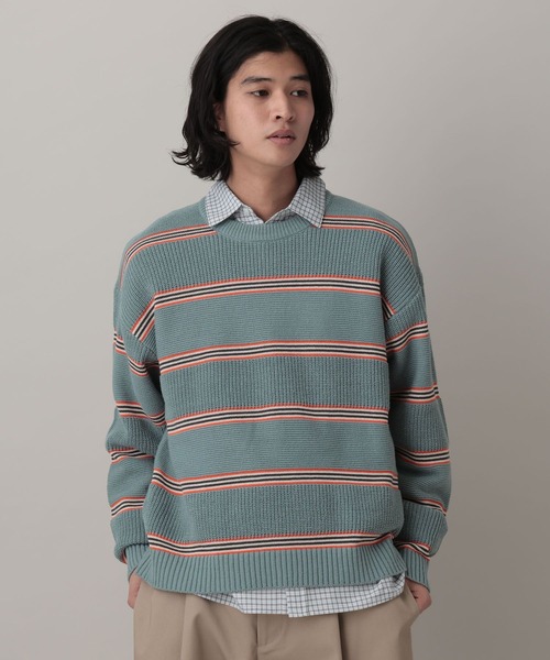 RAGEBLUE（レイジブルー）の「Washable Multi Border knit/ウォッシャブルマルチボーダーニット（ニット/セーター・メンズ・ライトブルー/オフホワイト/ネイビー・LARGE/MEDIUM）」の14枚目の写真