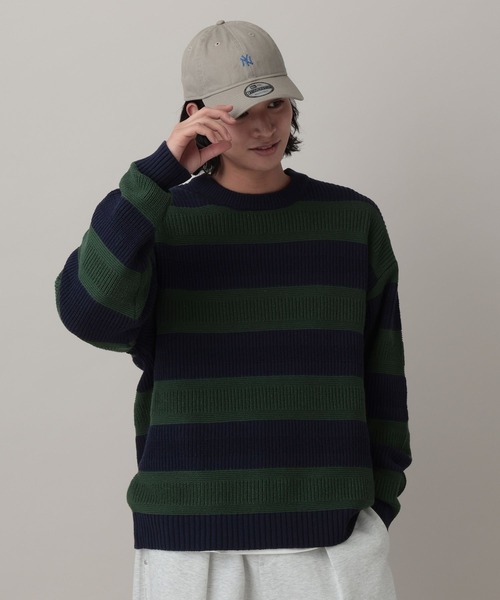 RAGEBLUE（レイジブルー）の「Washable Multi Border knit/ウォッシャブルマルチボーダーニット（ニット/セーター・メンズ・ライトブルー/オフホワイト/ネイビー・LARGE/MEDIUM）」の20枚目の写真