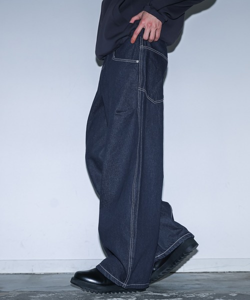 MDR(エムディアール)の「バレルレッグ カーブシルエット デニムパンツ(デニムパンツ・メンズ・ネイビー/ブルー/ブラック・L/M)」の12枚目の写真