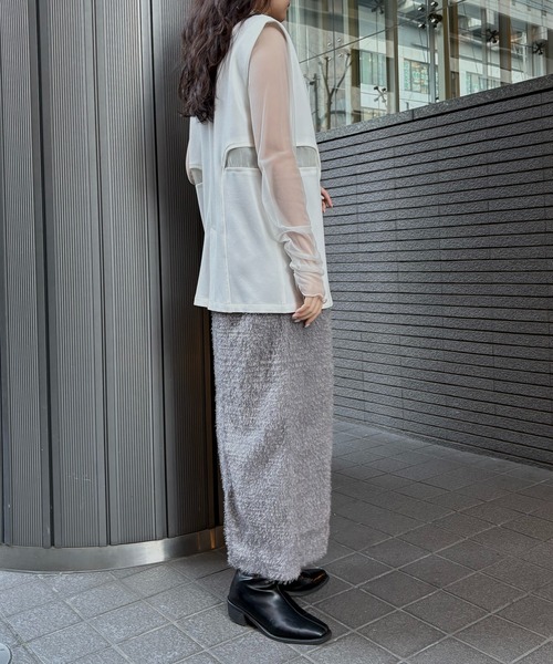&g'aime(アンジェム)の「【&g'aime 】シアー切替ベスト Sheer Panel Vest(ベスト・レディース・アイボリー/ブラック・FREE)」の12枚目の写真