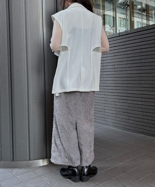 &g'aime(アンジェム)の「【&g'aime 】シアー切替ベスト Sheer Panel Vest(ベスト・レディース・アイボリー/ブラック・FREE)」の13枚目の写真