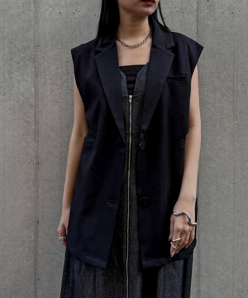 &g'aime(アンジェム)の「【&g'aime 】シアー切替ベスト Sheer Panel Vest(ベスト・レディース・アイボリー/ブラック・FREE)」の15枚目の写真