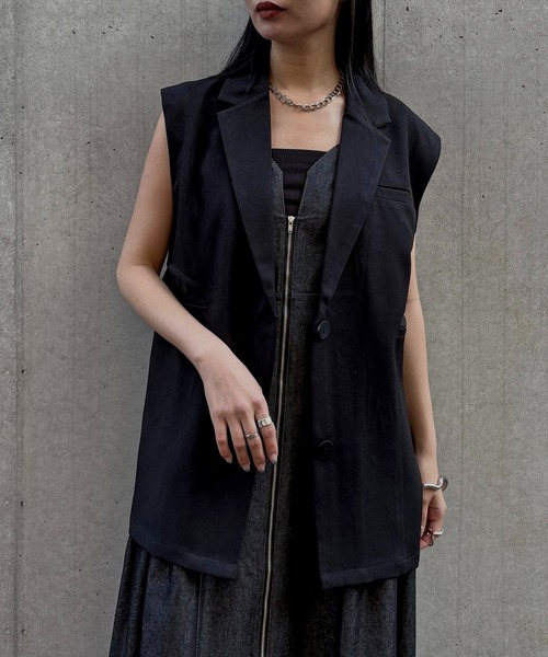 &g'aime(アンジェム)の「【&g'aime 】シアー切替ベスト Sheer Panel Vest(ベスト・レディース・アイボリー/ブラック・FREE)」の16枚目の写真