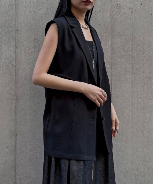 &g'aime(アンジェム)の「【&g'aime 】シアー切替ベスト Sheer Panel Vest(ベスト・レディース・アイボリー/ブラック・FREE)」の17枚目の写真