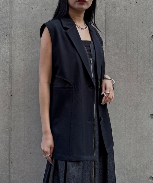 &g'aime(アンジェム)の「【&g'aime 】シアー切替ベスト Sheer Panel Vest(ベスト・レディース・アイボリー/ブラック・FREE)」の18枚目の写真