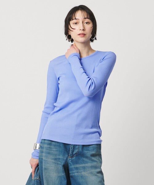 UNITED ARROWS(ユナイテッドアローズ)の「コットン テレコ クルーネック カットソー(Tシャツ/カットソー・レディース・ホワイト/ダークブラウン/ブラック/ライトピンク/ライトブルー/ライム・FREE)」の5枚目の写真