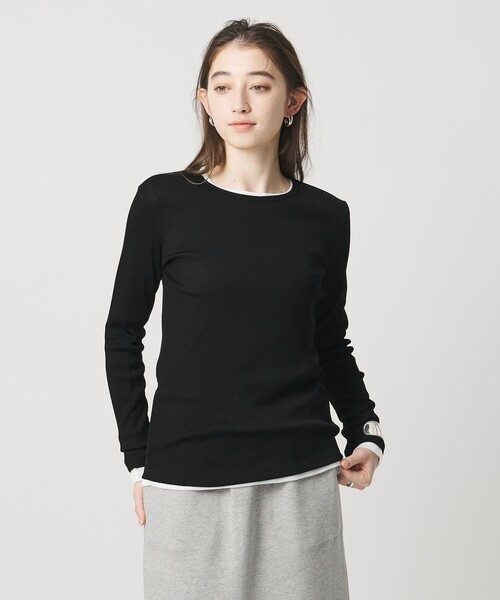UNITED ARROWS(ユナイテッドアローズ)の「コットン テレコ クルーネック カットソー(Tシャツ/カットソー・レディース・ホワイト/ダークブラウン/ブラック/ライトピンク・FREE)」の3枚目の写真