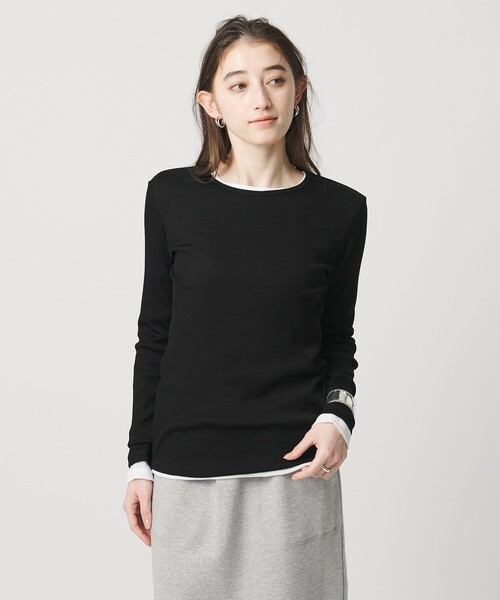 UNITED ARROWS(ユナイテッドアローズ)の「コットン テレコ クルーネック カットソー(Tシャツ/カットソー・レディース・ホワイト/ダークブラウン/ブラック/ライトピンク・FREE)」の7枚目の写真