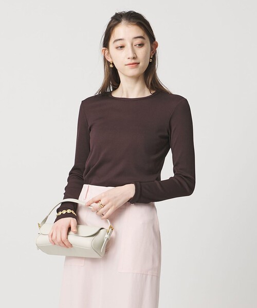 UNITED ARROWS(ユナイテッドアローズ)の「コットン テレコ クルーネック カットソー(Tシャツ/カットソー・レディース・ホワイト/ダークブラウン/ブラック/ライトピンク・FREE)」の9枚目の写真