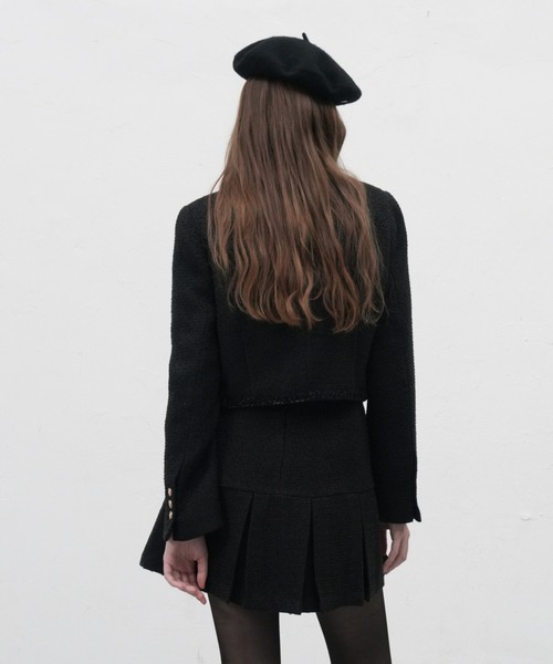 GENERAL IDEA（ジェネラルアイデア）の「【GENERAL IDEA】クロップツイードジャケット / trimming crop tweed jacket（ノーカラージャケット・レディース・ブラック/ホワイト・S/L/M）」の11枚目の写真