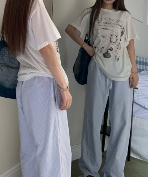 c.u.l（シーユーエル）の「パフューム イラストプリント Tシャツ カットソー culw891（Tシャツ/カットソー・レディース・ホワイト/ブラック・FREE）」の6枚目の写真
