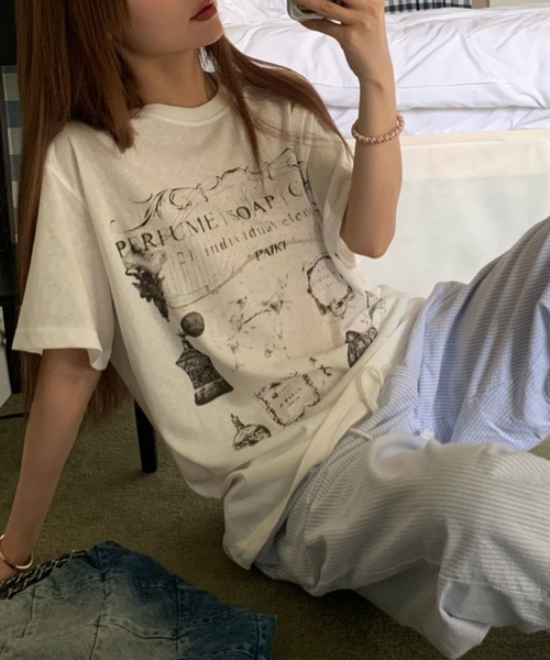 c.u.l（シーユーエル）の「パフューム イラストプリント Tシャツ カットソー culw891（Tシャツ/カットソー・レディース・ホワイト/ブラック・FREE）」の15枚目の写真