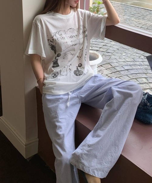 c.u.l（シーユーエル）の「パフューム イラストプリント Tシャツ カットソー culw891（Tシャツ/カットソー・レディース・ホワイト/ブラック・FREE）」の17枚目の写真