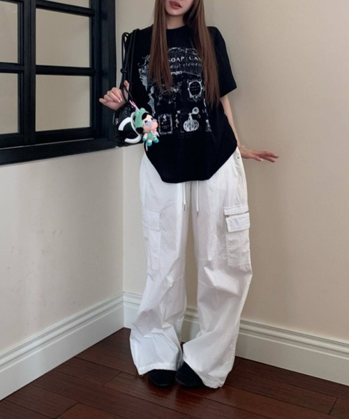 c.u.l（シーユーエル）の「パフューム イラストプリント Tシャツ カットソー culw891（Tシャツ/カットソー・レディース・ホワイト/ブラック・FREE）」の18枚目の写真