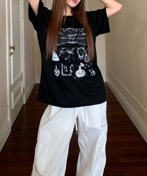 c.u.l（シーユーエル）の「パフューム イラストプリント Tシャツ カットソー culw891（Tシャツ/カットソー・レディース・ホワイト/ブラック・FREE）」の21枚目の写真